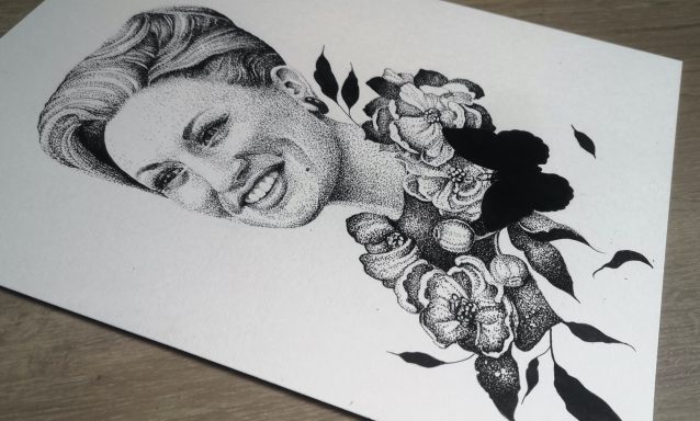 Retrato a puntillismo de Dolly Parton