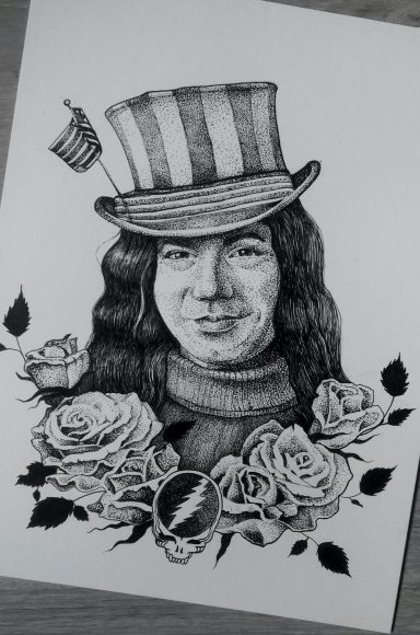 Retrato a puntillismo de Jerry Garcia