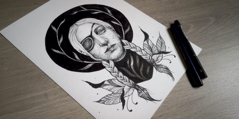 Retrato a puntillismo