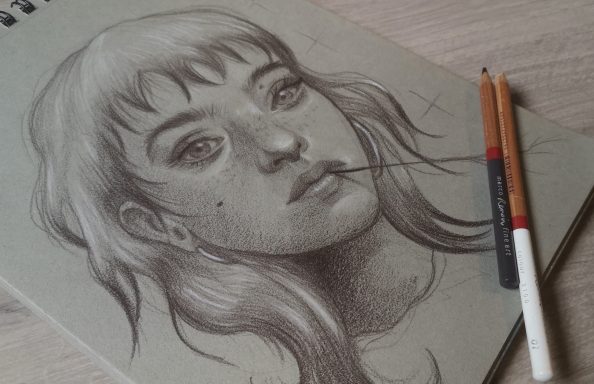 Retrato a lápiz y pastel